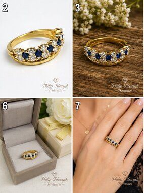 Ring-43--Gold Plated Blue & Clear CZ Ring Size 7